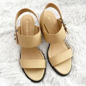 UNITED NUDE | Mid Rise Sandal Strappy Sandals Block Heel Beige | Size 38, 7.5